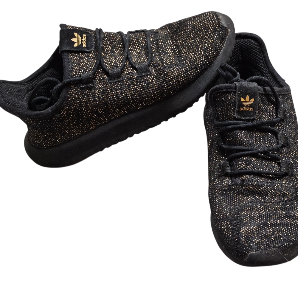 Kids Adidas Tubular Shadow Black And Glam Gold Sneakers